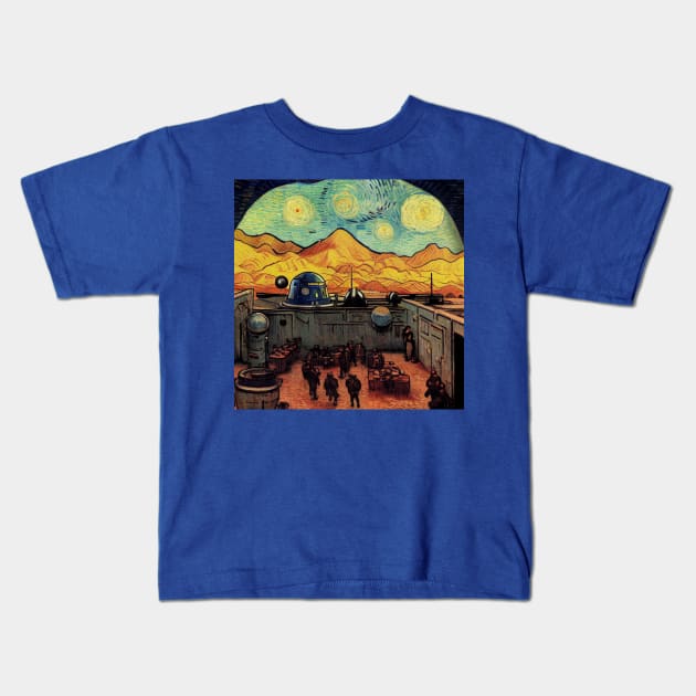 Starry Night in Mos Eisley Tatooine Kids T-Shirt by Grassroots Green